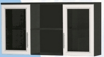 Антресоль большая с двумя стеклодверями ДЛЯ ГОСТИНОЙ АБС-2 Венге/Дуб выбеленный в Зеленогорске - zelenogorsk.katalogmebeli.com | фото