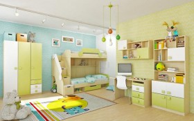 Детская комната Эппл (Зеленый/Белый/корпус Клен) в Зеленогорске - zelenogorsk.katalogmebeli.com | фото 3