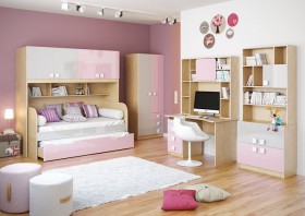 Детская комната Грэйси (Розовый/Серый/корпус Клен) в Зеленогорске - zelenogorsk.katalogmebeli.com | фото 2