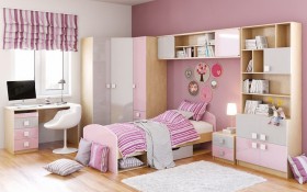 Детская комната Грэйси (Розовый/Серый/корпус Клен) в Зеленогорске - zelenogorsk.katalogmebeli.com | фото 3