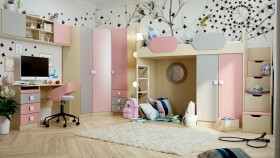 Детская комната Грэйси (Розовый/Серый/корпус Клен) в Зеленогорске - zelenogorsk.katalogmebeli.com | фото