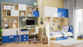 Детская комната Скай Люкс (Синий/Белый/корпус Клен) в Зеленогорске - zelenogorsk.katalogmebeli.com | фото 9