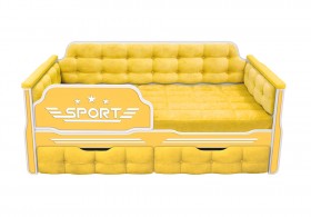 Кровать 160 серии Спорт 2 ящика 74 Жёлтый (мягкие боковые накладки) в Зеленогорске - zelenogorsk.katalogmebeli.com | фото