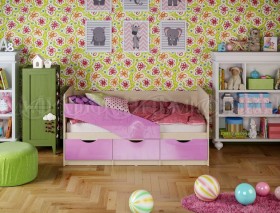 Кровать Бабочки 1,6м (Сиреневый металлик) в Зеленогорске - zelenogorsk.katalogmebeli.com | фото