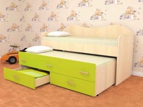 Кровать детская Нимфа двухместная 2.0 Дуб молочный/Лайм в Зеленогорске - zelenogorsk.katalogmebeli.com | фото