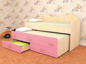Кровать детская Нимфа двухместная 2.0 Дуб молочный/Розовый в Зеленогорске - zelenogorsk.katalogmebeli.com | фото 1