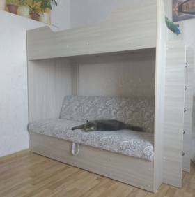 Кровать двухъярусная с диваном (Беленый дуб) в Зеленогорске - zelenogorsk.katalogmebeli.com | фото