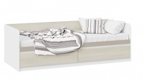 Кровать «Сканди» с 2 ящиками Дуб Гарден/Белый/Глиняный серый в Зеленогорске - zelenogorsk.katalogmebeli.com | фото