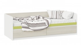 Кровать «Сканди» с 2 ящиками Дуб Гарден/Белый/Зеленый в Зеленогорске - zelenogorsk.katalogmebeli.com | фото