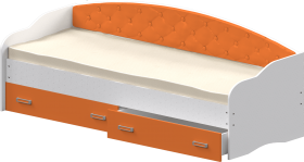 Кровать Софа-7 с мягкой спинкой (800х1900) Белый/Оранжевый в Зеленогорске - zelenogorsk.katalogmebeli.com | фото