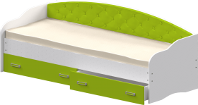 Кровать Софа-8 с мягкой спинкой (900х1900) Белый/Лайм в Зеленогорске - zelenogorsk.katalogmebeli.com | фото