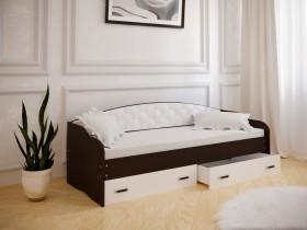 Кровать Софа-8 с мягкой спинкой (900х1900) Венге/ Белый в Зеленогорске - zelenogorsk.katalogmebeli.com | фото