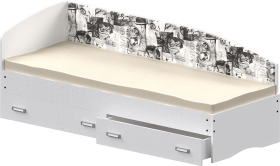 Кровать Софа-9 с мягкой спинкой с рисунком Милана (900х1900) Белый в Зеленогорске - zelenogorsk.katalogmebeli.com | фото