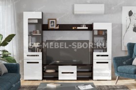 Мебель для гостиной МГС 6 (Исполнение 1/Венге/Белый глянец) в Зеленогорске - zelenogorsk.katalogmebeli.com | фото