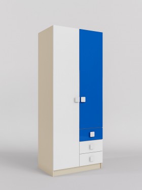 Шкаф 2-х створчатый с ящиками Скай люкс (Синий/Белый/корпус Клен) в Зеленогорске - zelenogorsk.katalogmebeli.com | фото