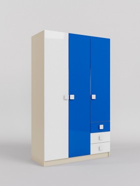 Шкаф 3-х створчатый с ящиками Скай люкс (Синий/Белый/корпус Клен) в Зеленогорске - zelenogorsk.katalogmebeli.com | фото